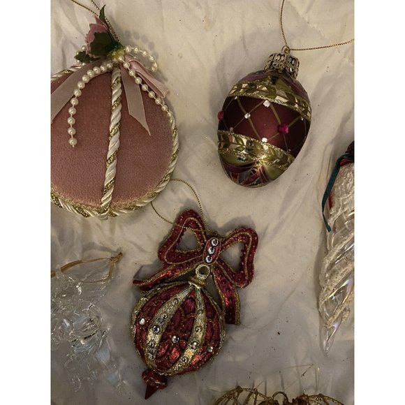 Victorian vintage ornaments heart lace gold pink Glass Flower Cherubs papermache - Picture 8 of 16